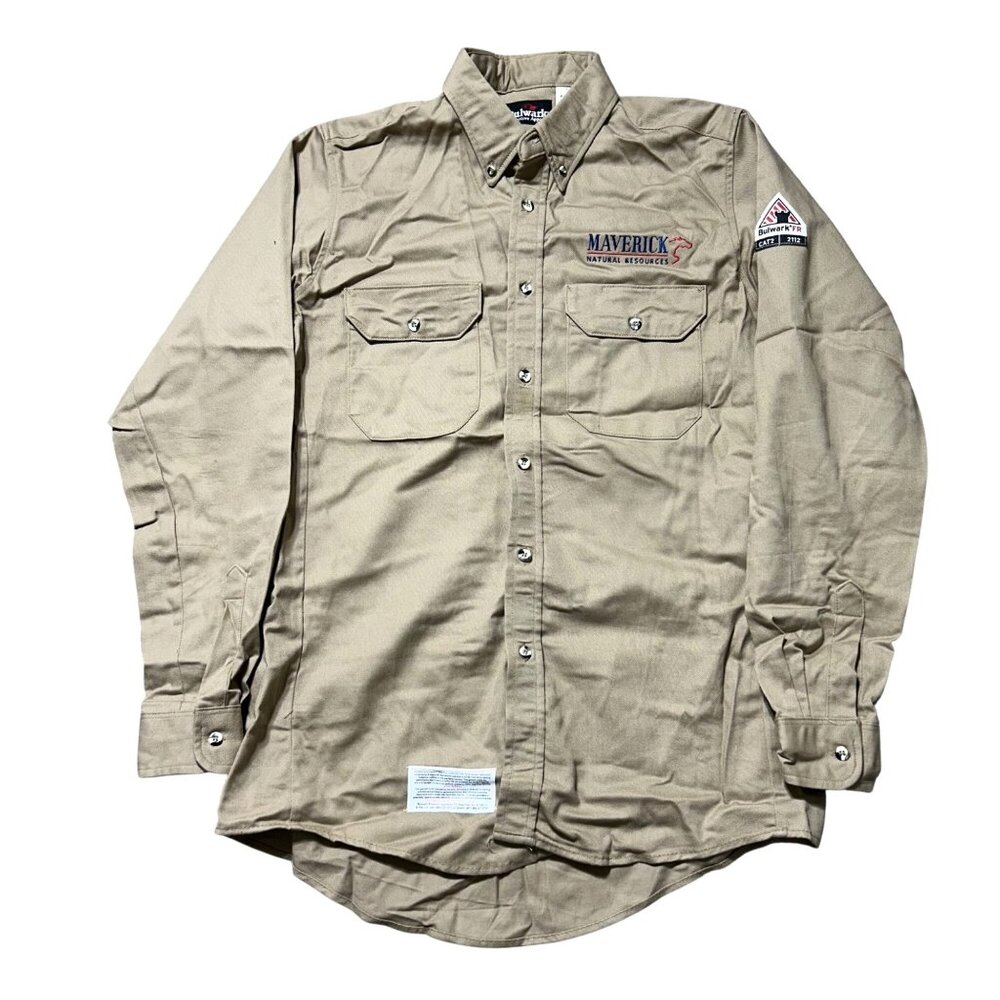 Bulwark FR Mens M Maverick Natural Resources Flame-Resistant Shirt Tan